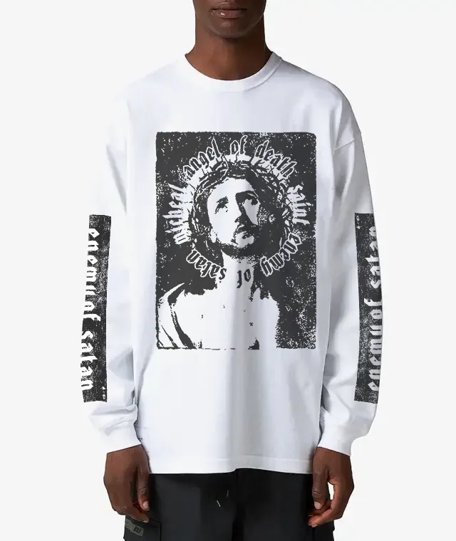 #SA77 SAINT pure cotton long-sleeved T P156 Color: White Size: S-XL